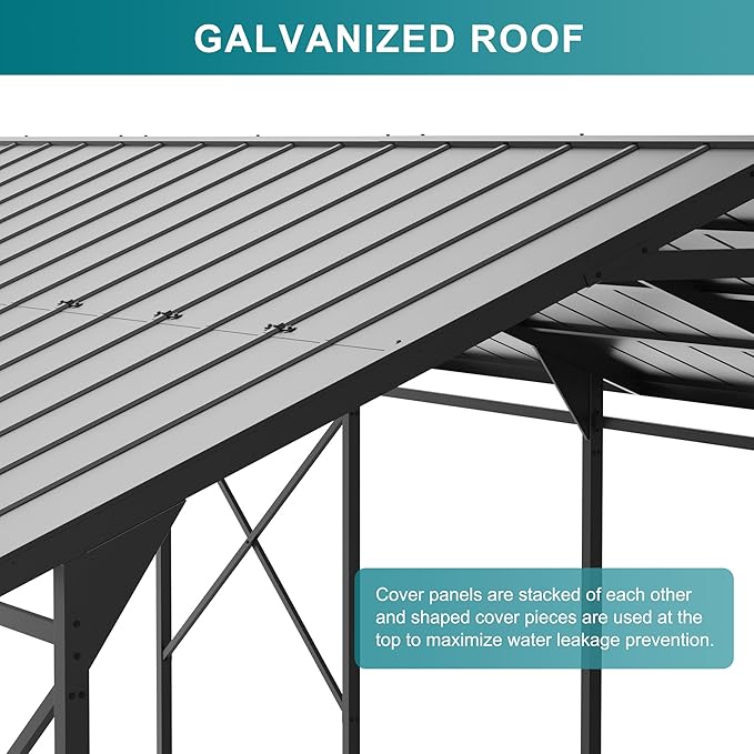 Kullavik 22x12x10 FT Metal Carport, Heavy Duty Carport Canopy with Galvanized Steel Roof, Reinforced Steel Frame & Enhanced Base, All Weather Outdoor Garage for Cars, Trucks, Boats and Tractors