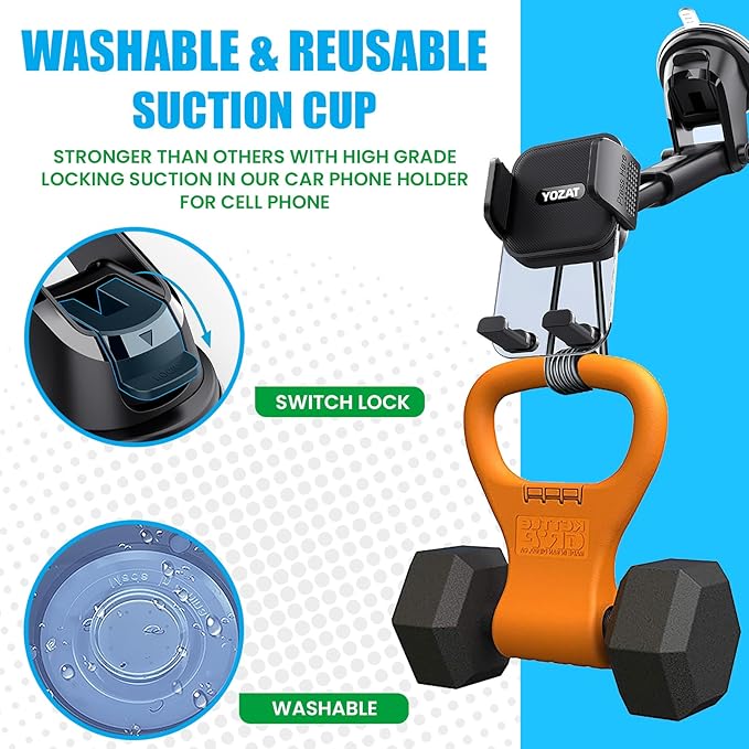 Car Phone Holder for Dashboard, Windshield, Air Vent - Universal Mount, Heavy Duty, Compatible with All Smartphones