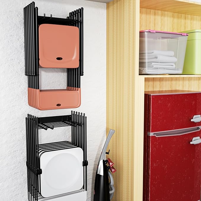 Garage Storage Organization Wall Mount, Heavy Duty Folding Chair Storage, Garden Tool Hanger for Patio, Beach & Camping Chairs Organizer Hooks, Holds 240 lbs - 2 Pack