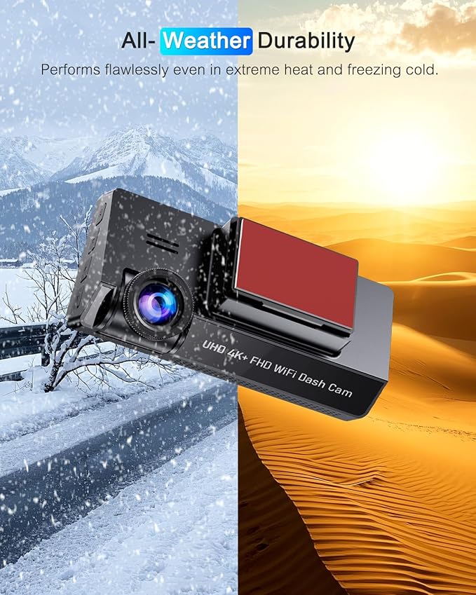 Dash Cam Front and Rear 5GHz WiFi Dashcam with CPL, 4K+1080P Dual Dash Camera for Cars, 3.69" IPS Screen Dashcam with 64GB SD Card, App Control, 24H Parking Mode, Super Night Vision, Loop Recording