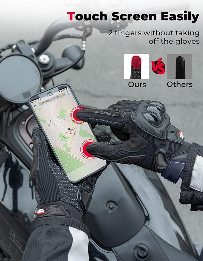 KEMIMOTO Motorcycle Gloves for Men/Women, Touchscreen Dirt Bike Gloves with Shell, Anti-Slip for Motorbike, Riding, Racing, Cycling, Dirt Bike, ATV, UTV, Motocross, BMX, Hiking