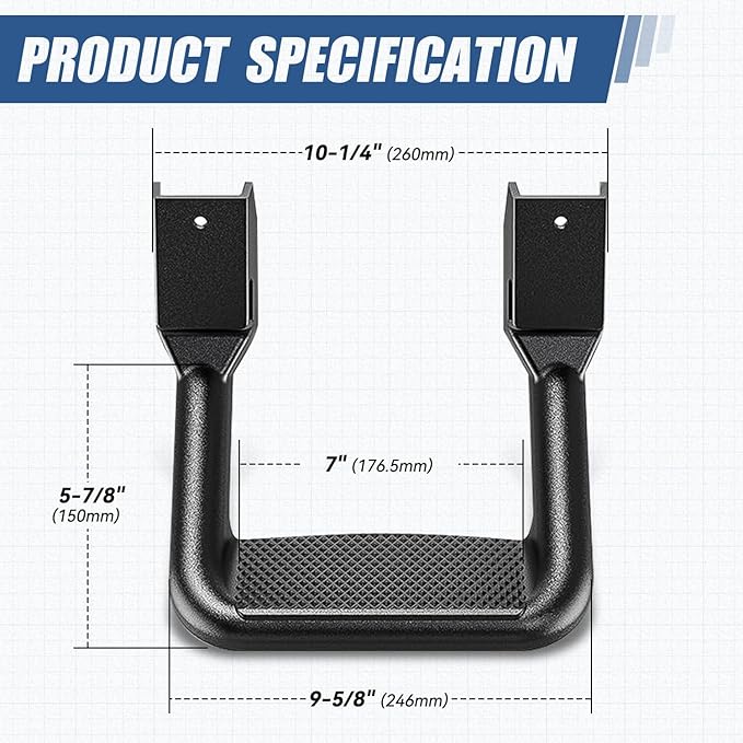 Auto Dynasty Universal Side Step for Pickups & Trucks, Aluminum, Black Coated, Set of 2