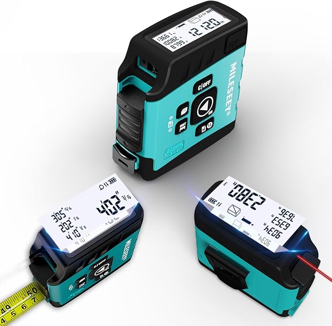 MiLESEEY DT20 Laser Tape Measure 3-in-1, 130FT Laser Distance Meter, 16FT Digital Tape Measure, Regular Tape Measure, Area Volume Measuring Pythagorean Mode, Waterproof and Rechargeable