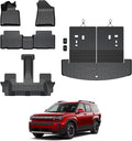 Floor Mats for 2024 2025 2026 Hyundai Santa Fe 6-Seat/7-Seat (Fit Hybrid and Fuel), All Weather TPE Floor Mat and 2-in-1 Cargo Mat with Backrest Mat for Santa Fe Accessories