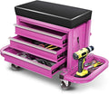 Auto Dynasty 3-Drawer Mechanic Rolling Seat, 350 LBS Capacity Roller Garage Shop Seat with Storage Tool Tray for Workshop, Repair Shop, Warehouse, Purple