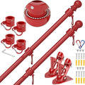 ZMTECH Flag Pole - Upgraded Bracket,(2 Packs) 6 FT Stainless Steel Flag Poles for Outside House, Residential or Commerical, Tangle Free Flag Pole Kit for American Flag (Without Flag, Red)