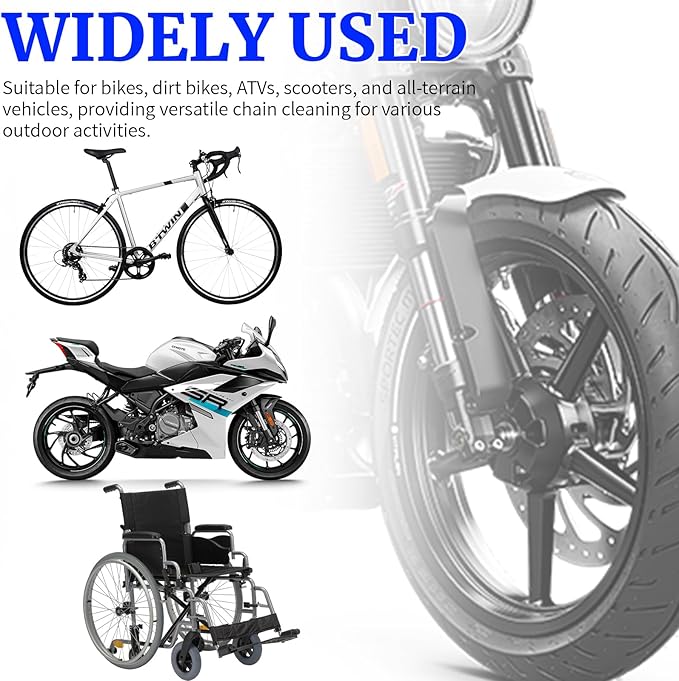 Bike & Motorcycle Chain Cleaner Kit - 6-Piece Eco-Friendly Set with 3 Brushes, Chain Scraper, Scrubber & 10g Pro-Grade Lubricant