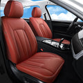 Red Car Seat Covers,Leather Car Seat Covers 2 Front Seats,Waterproof Breathable Full Wrapping Edge Seat Covers, Luxury Automotive Seat Protecor Covers for Most Cars