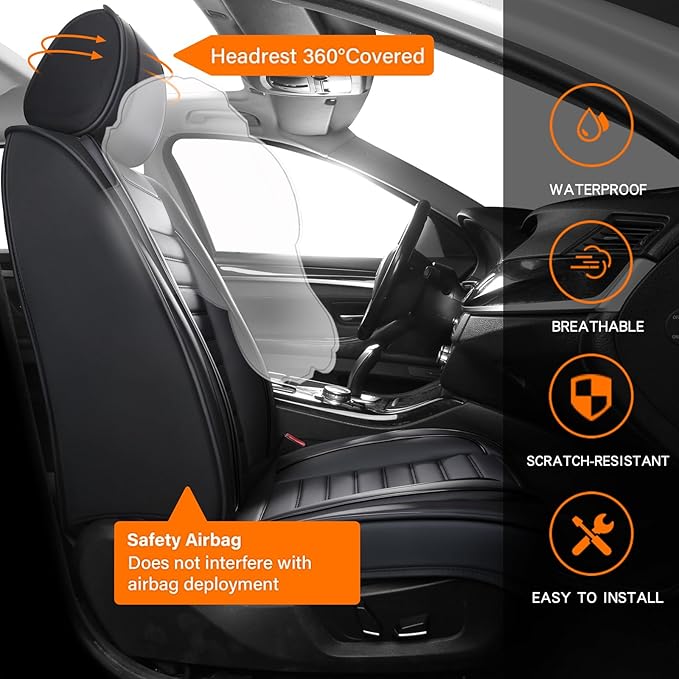 Car Seat Covers,Car Seat Protector Waterproof,Seat Covers Front, Car Seat Protectors,Automotive Seat Covers Fit for Most Cars Black
