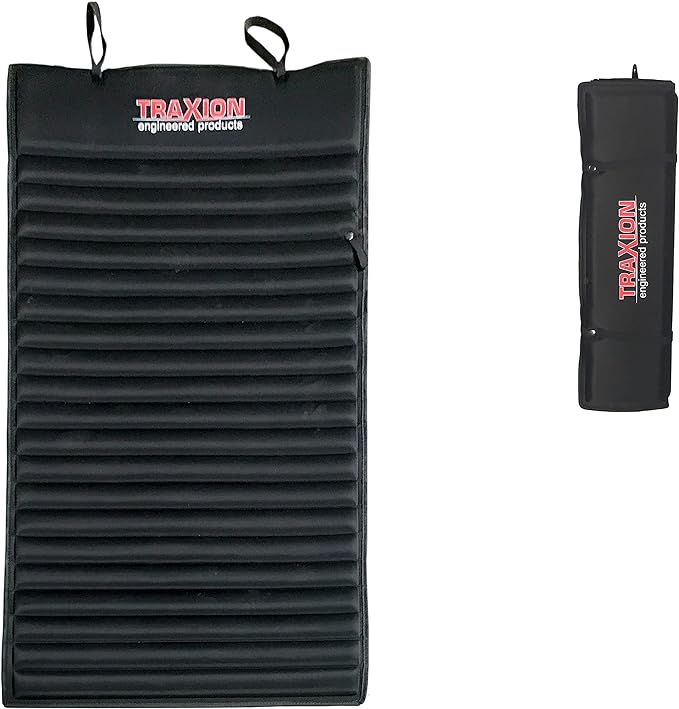 Traxion 3-200 NXT Foldable Topside Automotive Engine Creeper, Black and Traxion 1-500 VersaMat Roll-Up High Density Foam Utility Mat, Black