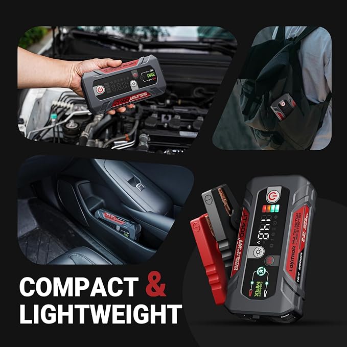 JT400 Jump Starter and Battery Tester, 2500A 12V Car Jumper Starter Portable (8.5L Gas/6.5L Diesel Engines), 100-2000 CCA Bluetooth Car Battery Tester Alternator Tester, Smart Digital Screen