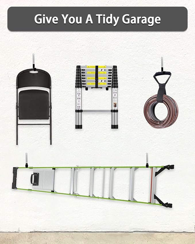 Sposuit Garage Hooks Wall Mount - 6 Pack Heavy Duty Steel Hangers for Tools, Ladders, Bikes, Bulk Items, Ropes