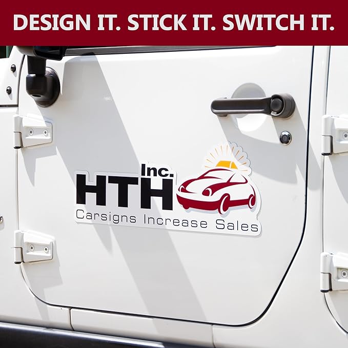 Custom Car Magnet Signs For Businesses - Personalized Car Magnets for Advertising and Vehicle Promotion - Advertising Magnets For Cars Door - Professionally Printed - Choose Your Text & Logo
