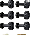 Screw Mount Round Hooks Constructed of Stainless Steel for Towels, Robes, Hats, Jackets in The Bathroom, Bedroom, Kitchen, Entry, and Backyard BBQ Pool Deck - Knurled Black, 6 Pack
