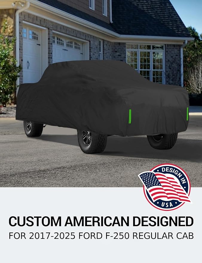 Proadsy 2025 Upgrade Car Cover for 2017-2025 Ford Super Duty F-250 Regular Cab 8 ft Bed All-Weather Windproof Waterproof UV Protection Defense Against Rain Snow Dust Sun Outdoor Truck Cover