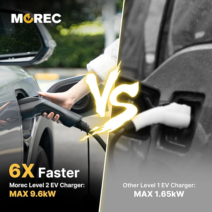 Level 2 EV Charger ETL Certified, 40A 9.6KW Home Charging Station, Plug-in NEMA 6-50 240V, Portable EV Charger with 25FT Cable for SAE J1772 Cars