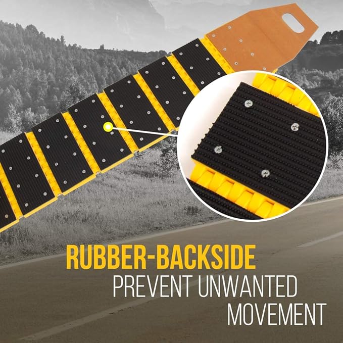 Pyle Portable Vehicle Traffic Speed Bump - 9.8' ft Heavy Duty Reflective Plastic Humps, Car Truck Automotive Vehicles Speed Bumps for Asphalt Concrete Gravel Garage Driveway Roads Parking Lot - PSPD16