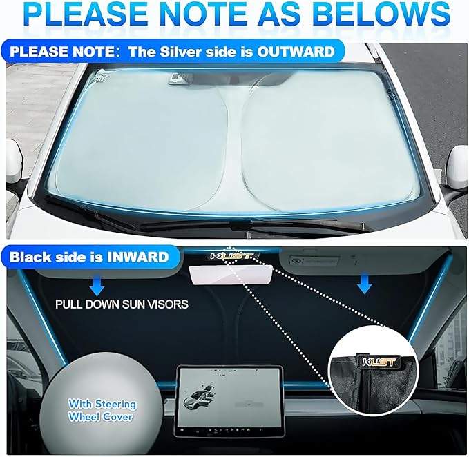 KUST Windshield Sun Shade for Toyota Sienna Mini Van Accessories 2021-2025 2026 Window Sunshade Sun Visor Protector Foldable Blocks UV Rays Keep Your Car Cooler