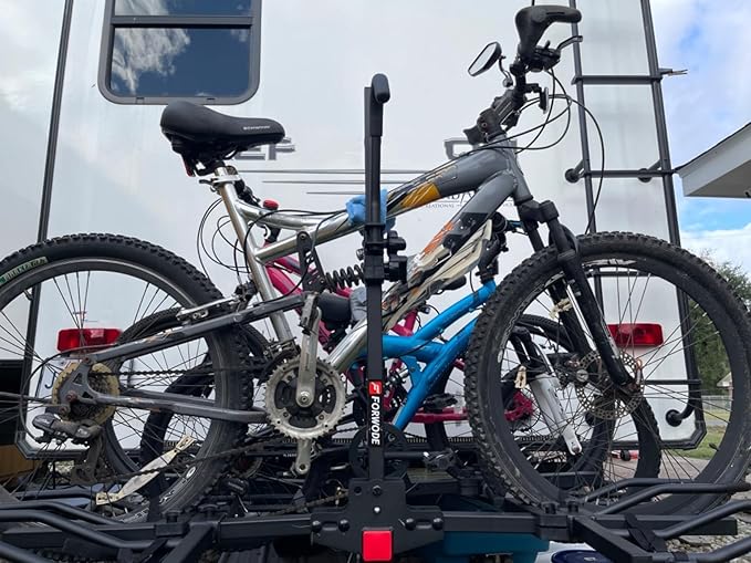 FORWODE Hitch Mount Bike Rack Fits 2 X 80 lbs Bicycle, Platform Bike Rack for Car SUV Truck, 2 Inch Receiver, Foldable Wobble Free, Locking Hitch,Fat and Standard