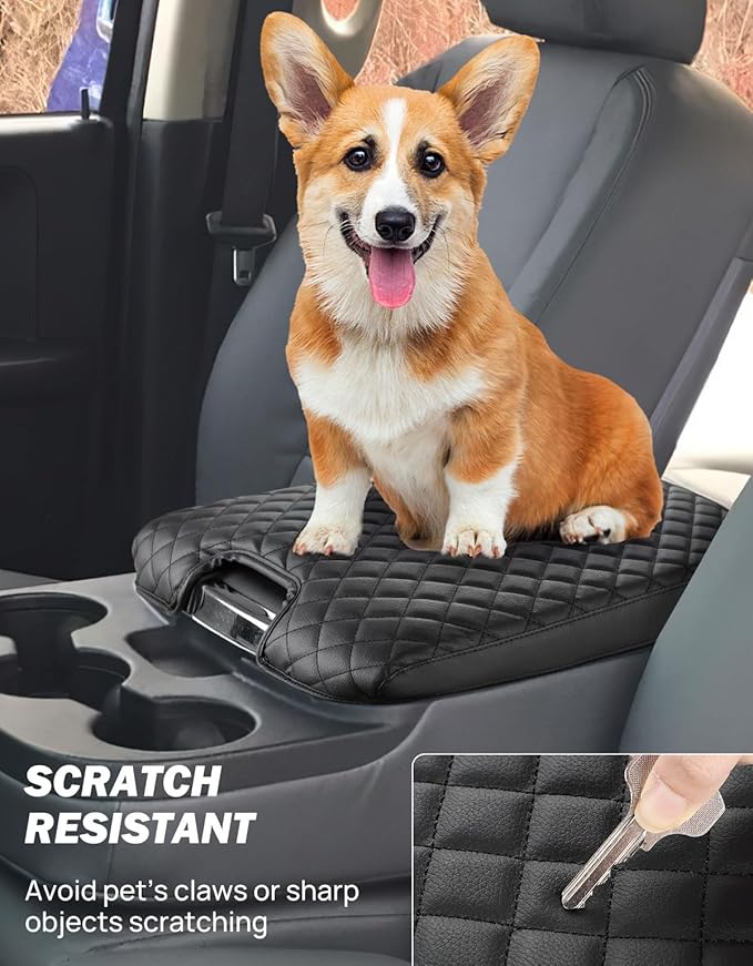 JOYTUTUS Center Console Cover Compatible with 2013-2018 Ram 1500 & 2013-2025 Ram 2500/3500/1500 Classic Model Jump Seat Console, Leather Arm Rest Armrest Cover for Car, Middle Console Cover Lid