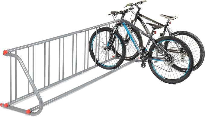 Global Industrial 111" L Single-Sided Grid Bike Rack, 9-Bike Capacity, Powder Coated Steel, Gray, Commercial Bike Rack for Stores, Parks, Schools and More