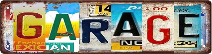 GARAGE Vintage Metal Tin Sign, Street Sign, Home Decor, Room Decor, Wall Decor, Bathroom Decor, Bar Decor, Cafe Decor, Garage Decor, 16 x 4 Inch