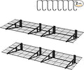 2-Pack 2x6ft Garage Wall Shelf, 72 inch Floating Shelf with 8 Bike Hooks, 1200 lbs Load Capacity Storage Shelves, Heavy Duty Metal Wall Mounted Shelves for Kitchen Laundry Workplace