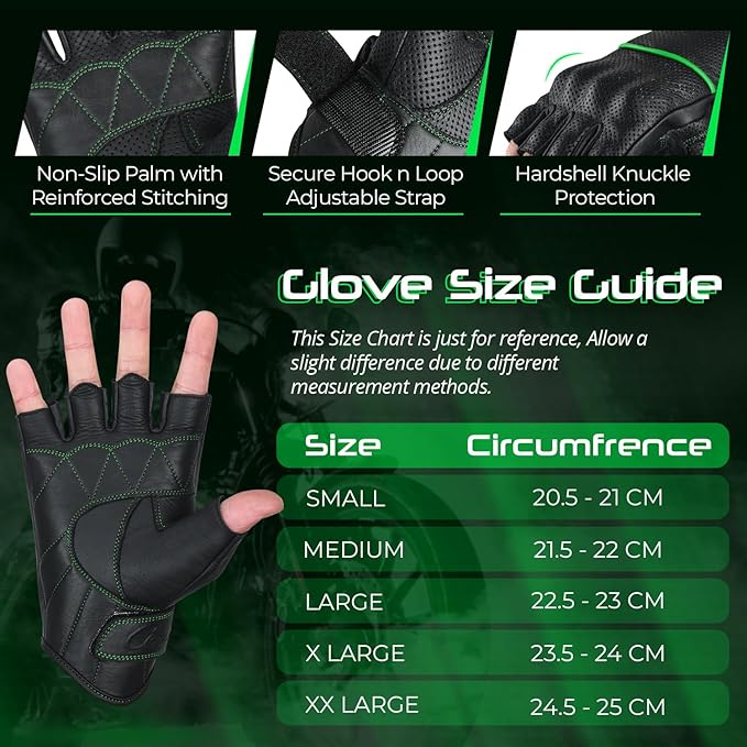 aasportx Motorcycle Gloves - Men's Leather Motorbike Gloves with Touchscreen Function - Non-Slip Pads for Men & Women