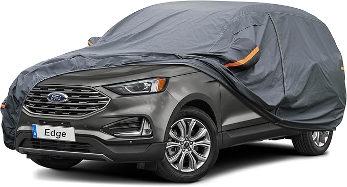 Premium Car Cover Custom Fit Ford Edge (2007-2025), 16 Layers Heavy Duty Car Cover Waterproof All Weather with Zipper Door for Sun Rain Snow Dust Uv Protection