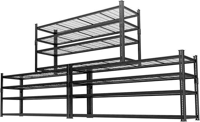 Storage Shelves 3PCS Garage Shelving Heavy Duty 2640LBS Capacity, 60"L x 24"W x 60"H Adjustable Metal Shelving Organizer Wire Rack, 4 Tier Utility Shelf Unit for Pantry Closet Warehouse Organization