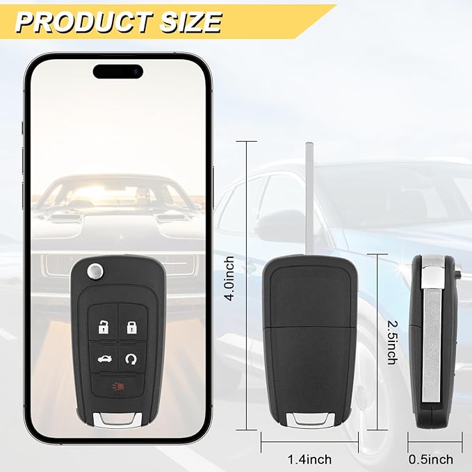Key Fob Replacement for 2014-2019 Buick Encore/ 10-12 Allure/ 10-16 Lacrosse/ 11-17 Regal/ 12-17 Verano/ 10-19 Chevy Equinox Camaro/ 11-16 Cruze Malibu/ 14-19 Impala/ 12-17 Sonic Keyless,2Pcs