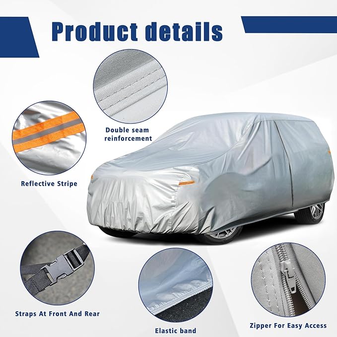 Kayme 6 Layers Car Cover Custom Fit for Toyota Sienna (1997-2025) Waterproof All Weather for Automobiles, Outdoor Full Cover Rain Sun UV Protection.Silver