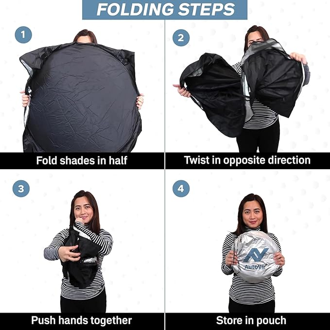 Foldable Windshield Sun Shade for Car – 240T Reflective UV and Heat Shield with Storage Bag | Keeps Interior Cool | Universal Fit for Sedans, SUVs, and Trucks – Medium (64" x 32")