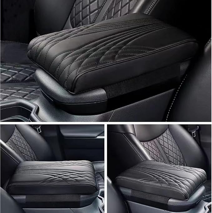 Car Center Console Cover, Memory Foam Car Armrest Cover, Black Arm Rest Covering Car, Middle Organizer Elbow Pillow, Leather armrest Cover for Car/SUV/Truck/Auto (No.2 Black)