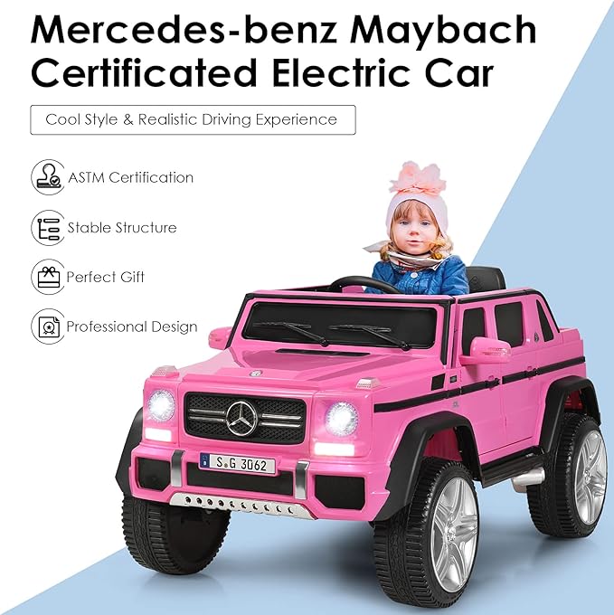 HONEY JOY Ride On Truck, Licensed Mercedes-Benz Maybach G650 Battery Powered Ride On Toys Car, LED Lights, Music, Slow Start, 12V Electric Cars for Kids, Gift for Boys Girls (Blue)