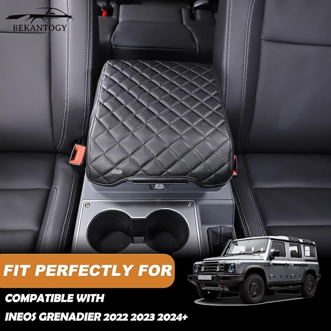 Car Armrest Box Cover Protector Compatible with Ineos Grenadier 2020-2024 Center Console Lid Protector Cover Original Customized Armrest Cover (Matte Black)