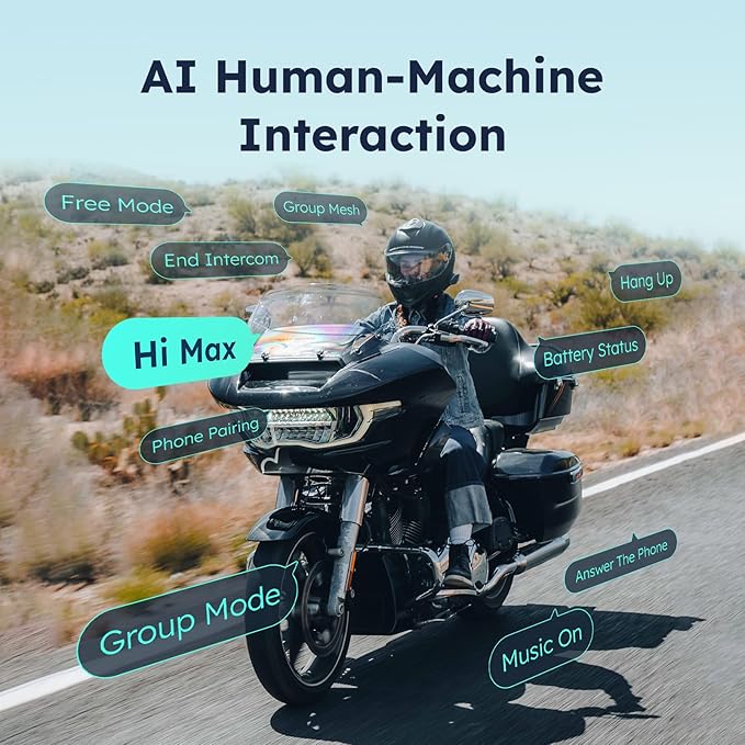 F1 3-Mode Motorcycle Helmet Intercom for 10 Riders, Offline Voice Control Motorcycle Bluetooth Headset with Hi-Fi Speaker, Multitasking & Mesh Helmet Communication Systems, Fast Charging, 1 Pack