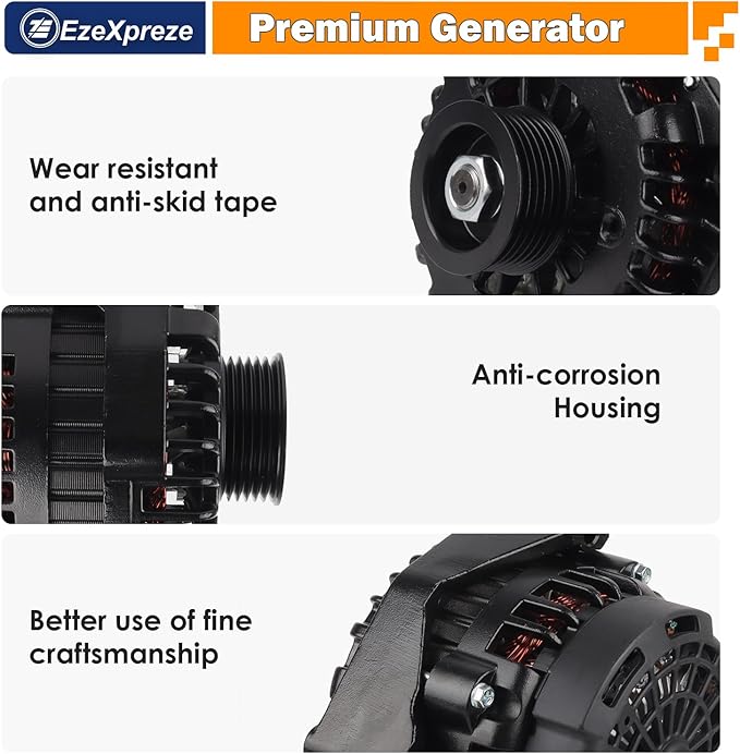Ezexpreze Alternator Replacement for 99-07 Chevrolet Silverado 1500, 02-06 Avalanche, 99-07 GMC Sierra 1500,03-06 Envoy, 00-04 Yukon 4.3 5.3 6.0 8.1L, 02-04 Cadillac Escalade 160A 40012204