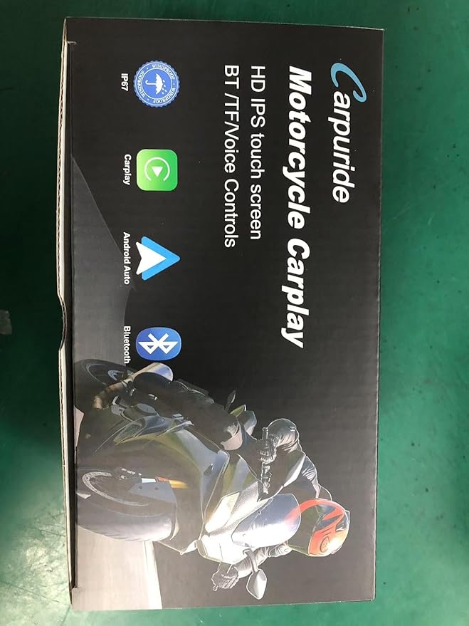 Carpuride W603D Motorcycle GPS Carplay Screen, Wireless CarPlay & Android Auto for Moto, with HD 1080P Dual Cameras, Remote Control，6.3" Waterproof Touchscreen, BT Aduio, Loop Recording, Navigation