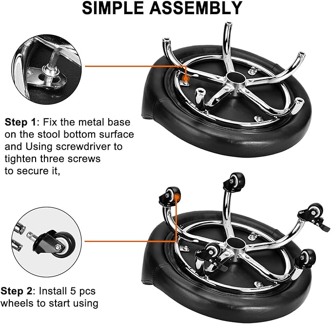 Rolling Stool with Backrest Low Height Rolling Stool with PU Leather, Roller Stool Chair, Roller Seats for Home, Office, Garage, Shop, Library