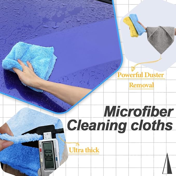Micro Fiber Cloth，Coral Fleece Towels for Car，SUV，RV，Motorcycle，Boat，Absorbent, Lint-Free, Extra Soft,Reusable and Durable,Interior Microfiber Rags 16in x 16in-Blue 6 Packs