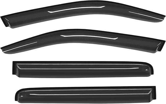 Smoke Window Visors Compatible with 2005-2016 Nissan Frontier Crew Cab 4 Full Size Doors Sun/Rain Guards Wind Deflectors 4pc