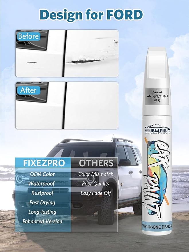 Tuxedo Black(UH) Touch Up Paint for Ford, Car Paint Scratch Repair Remover Pen Color Exact Match, Quick and Easy Fix Automotive Chips and Nicks Scuff