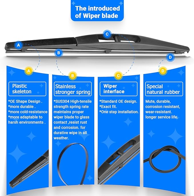 Windshield Wiper Blades Replacement for Nissan LEAF 2011 2012 2013 2014 2015 2016 2017 Original Factory Quality Front Rear Wipers Blade Set for My Car - 26" 16" 10" (Pack of 3)