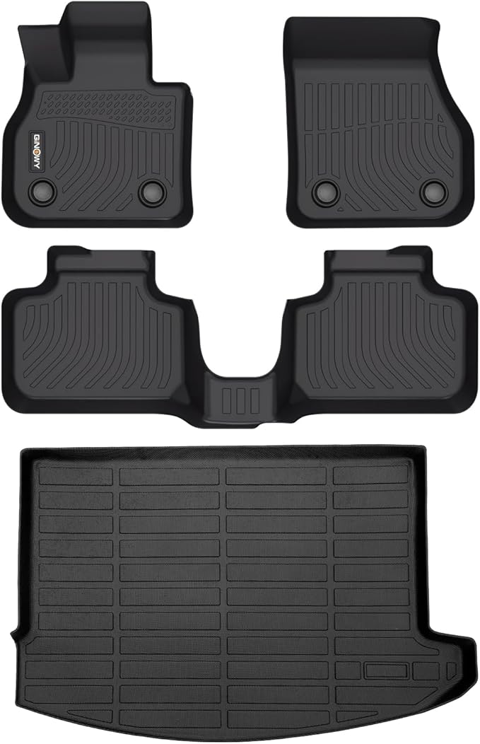 GINOWY-Floor Mats & Cargo Liner for Mini Countryman F60 2017-2024 (Not for Manual Transmission), TPE All Weather Countryman Car Mats Non-Slip Trunk Mat Floor Liners Waterproof Accessories Mats Black