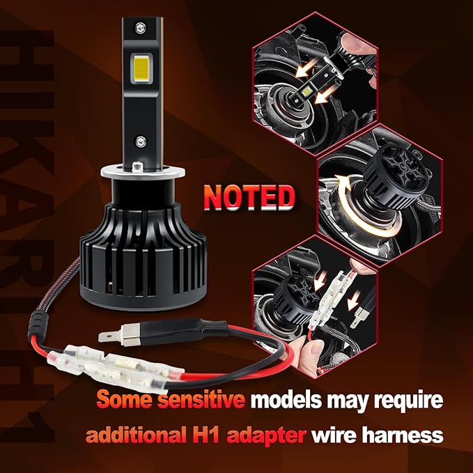 Hikari 2025 25000LM H1 LED Bulbs, 45W Upgraded Core-12 LED, High Lumens LED Kit, 6000k Cool White, IP68 Waterproof, Foglight