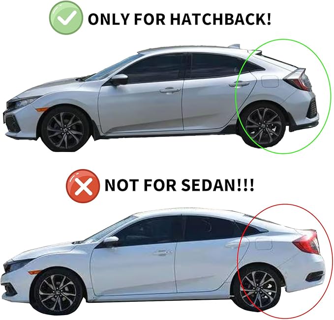 Window Visors Rain Guards Shield for 2016-2021 Honda Civic Hatchback, Out-Channel Window Vent Wind Deflectors Visors Shades for 16-21 Civic (Not for Sedan