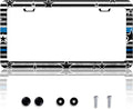American Flag Blue Line License Plate Frame Star Flag License Plate Frames Personalise Stainless Steel Funny Design Compatible With Standard License Plate Holder For Usa Canada 6 X 12 Inch With Screws