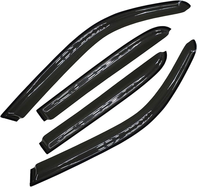 4pcs Outside Mount Style Window Rain Guards Durable Side Wind Deflectors Dark Smoke Vent Nice Window Visors Compatible With 2004-2006 Tundra Crew Cab (Double Cab) Pickup