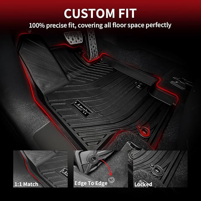 LASFIT Floor Mats&Trunk Mats for Toyota Highlander 8 Seats 2020-2025 (Not for Hybrid), All Weather TPE Floor Liner & Cargo mats for Highlander，Front&Rear 4 Rows mats.